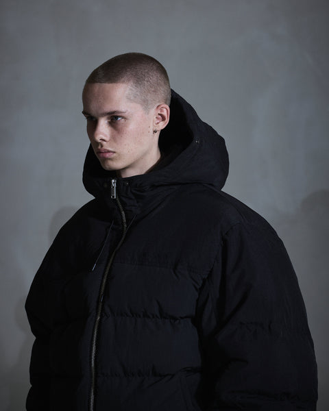 Hooded Puffer Jacket - Black