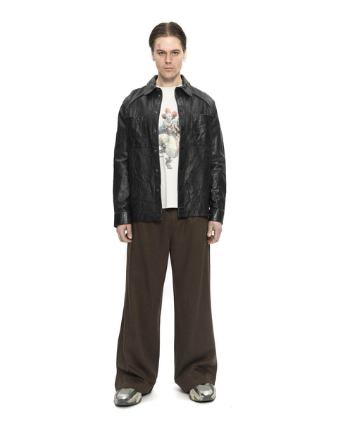 Crunch Leather Overshirt - Black