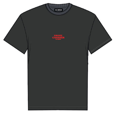 Snake Embroidery Oversized Tee - Black