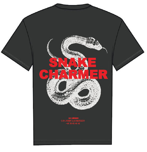 Snake Embroidery Oversized Tee - Black