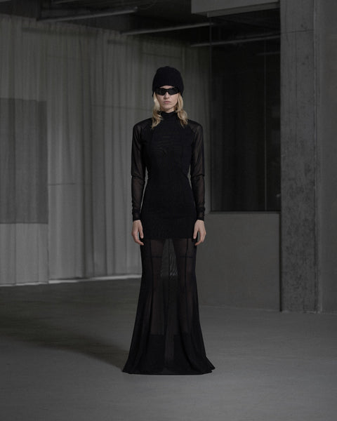 Draped Mesh Dress - Anthracite Black