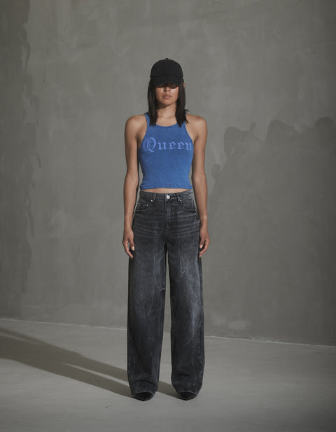 Relaxed Denim Jeans - Black Vein