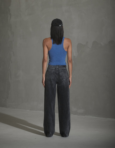 Relaxed Denim Jeans - Black Vein