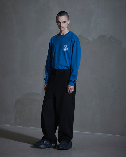 Wide-leg Cotton Trousers - Anthracite Black