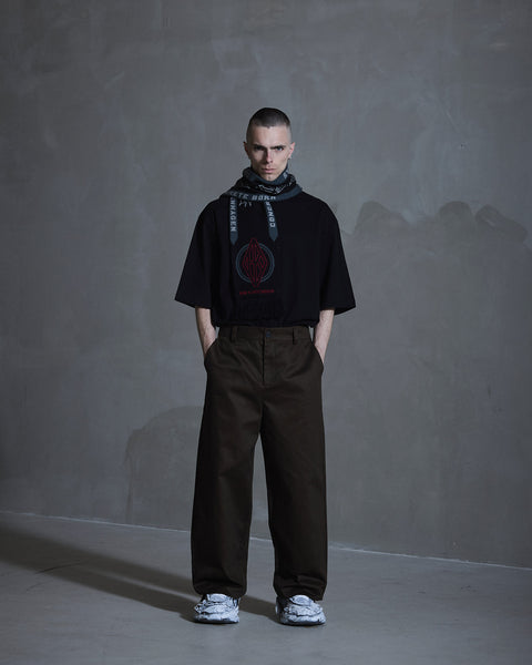 Wide-leg Cotton Trousers - Brown