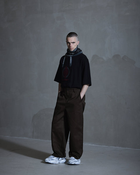 Wide-leg Cotton Trousers - Brown