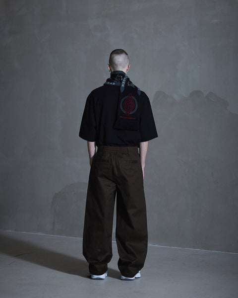 Wide-leg Cotton Trousers - Brown
