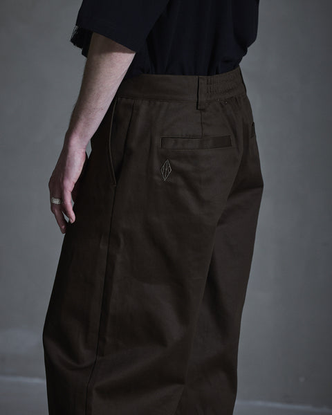 Wide-leg Twill Trousers - Brown