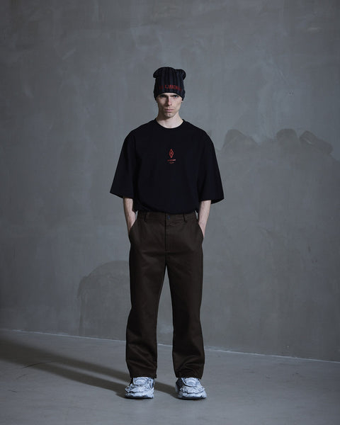 Straight Leg Canvas Trousers - Brown