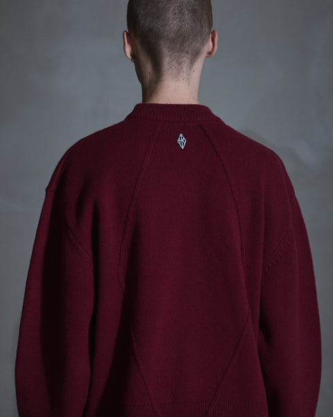 Diamond Seam Crewneck - Burgundy