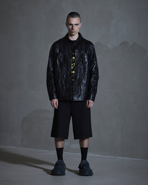 Crunch Leather Overshirt - Black