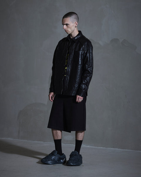 Crunch Leather Overshirt - Black
