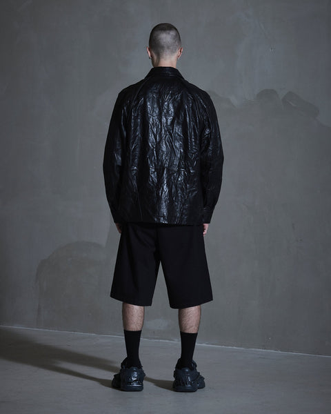 Crunch Leather Overshirt - Black