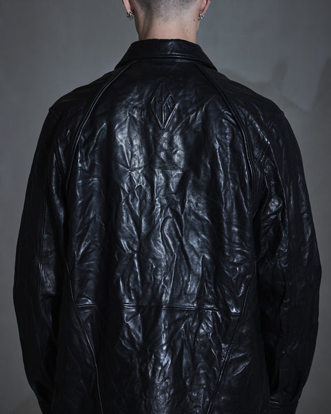 Crunch Leather Overshirt - Black