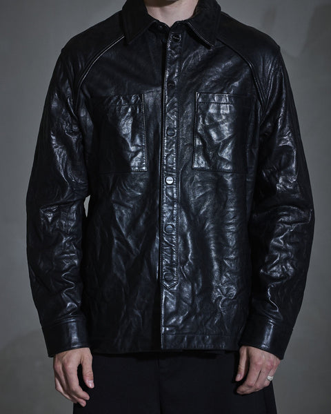 Crunch Leather Overshirt - Black
