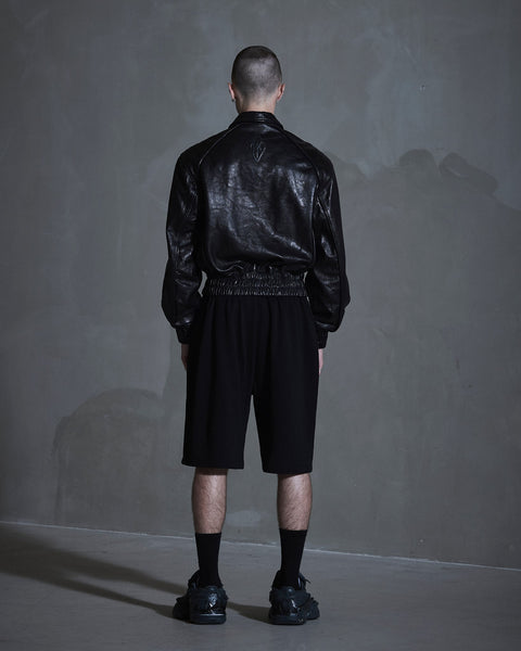 Crunch Leather Biker Jacket - Black