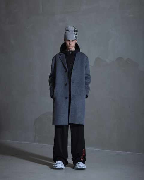 Diamond-detailed Coat - Smoke Grey