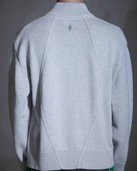 Diamond Knit Cardigan - Grey Melange