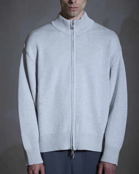 Diamond Knit Cardigan - Grey Melange