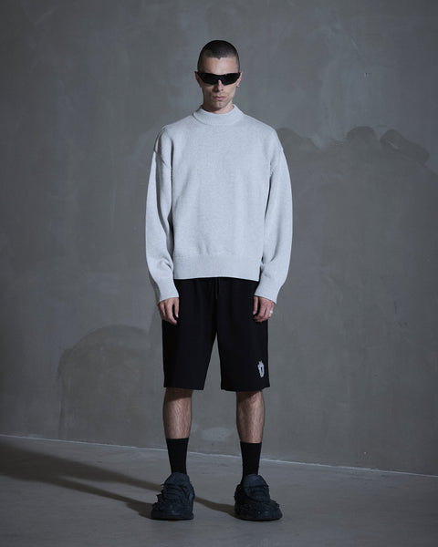 Diamond Knit Sweater - Grey Melange