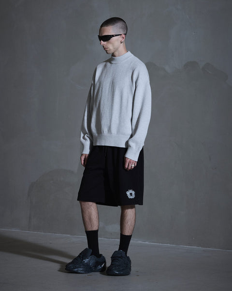 Diamond Knit Sweater - Grey Melange