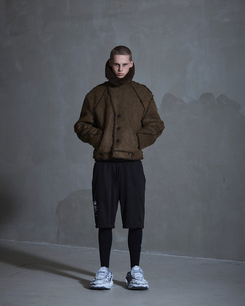 Faux Shearling Jacket - Dark Brown