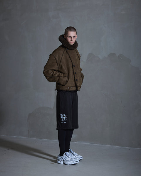 Faux Shearling Jacket - Dark Brown