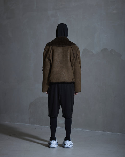 Faux Shearling Jacket - Dark Brown