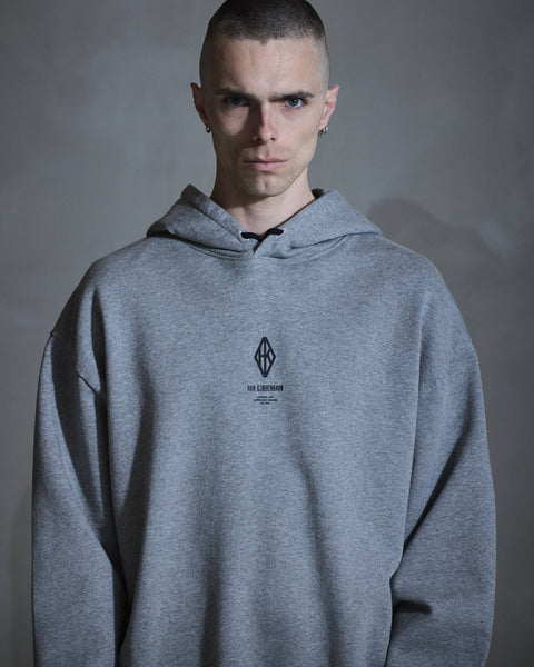 Diamond Loose Hoodie - Grey Melange