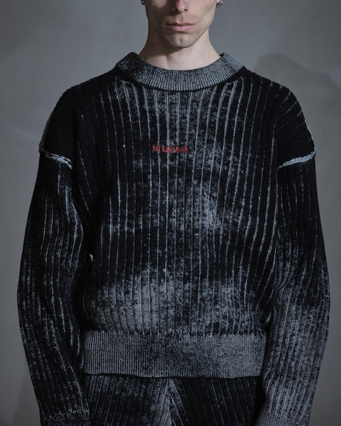 Printed Rib Knit - Dark Grey/ Black