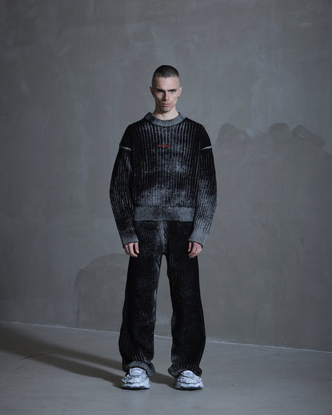 Printed Rib Knit - Dark Grey/ Black