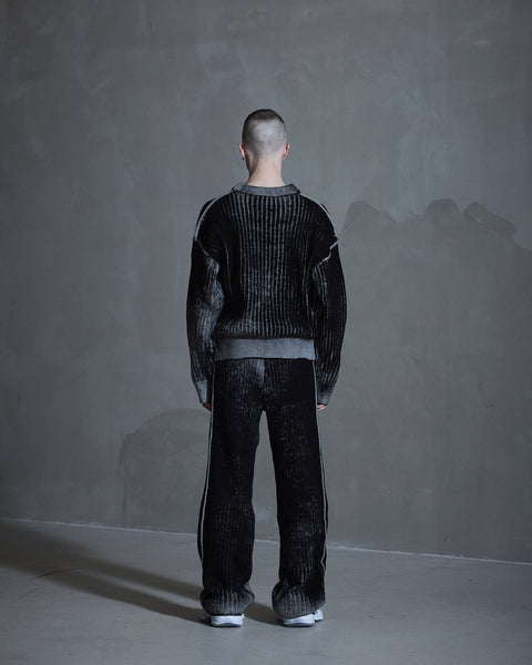 Printed Rib Knit - Dark Grey/ Black