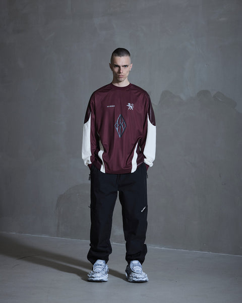 Patchwork Football Long Sleeve - Burgundy