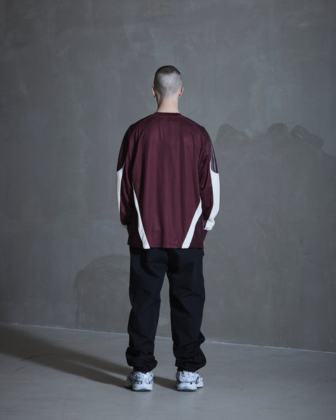 Patchwork Football Long Sleeve - Burgundy