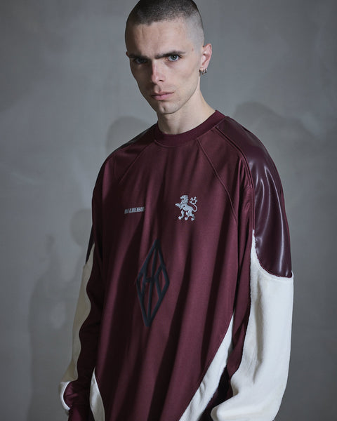 Patchwork Football Long Sleeve - Burgundy