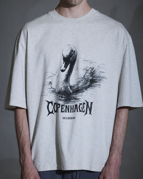 HK Swan Oversized Tee - Light Grey Melange