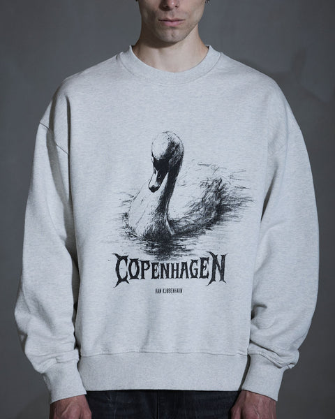 HK Swan Oversized Crewneck - Light Grey Melange