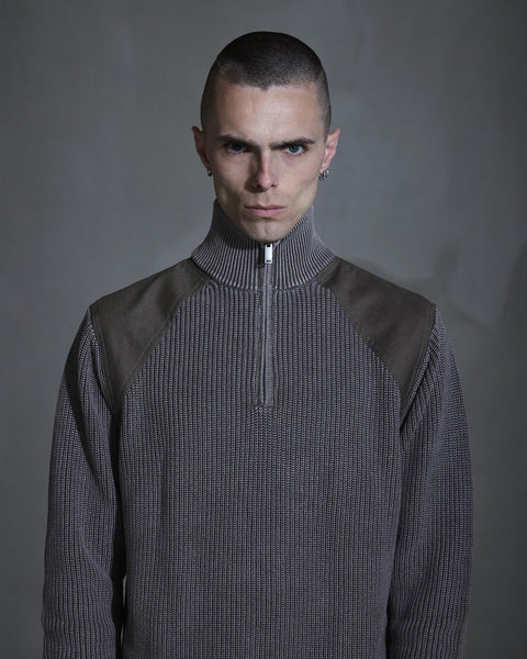 Half Zip Knit Sweater - Dusty Brown