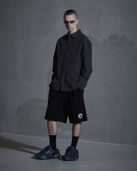 Washed Stripe Long Sleeve Shirt - Dark Brown