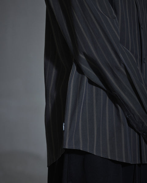 Washed Stripe Long Sleeve Shirt - Dark Brown