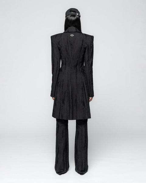 Longline Linen Blazer - Black