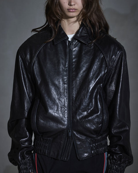 Crunch Leather Biker Jacket - Black