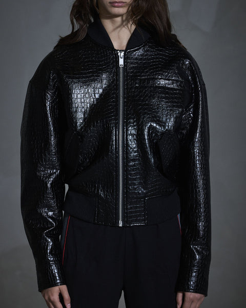 Faux Croc Jacket - Black