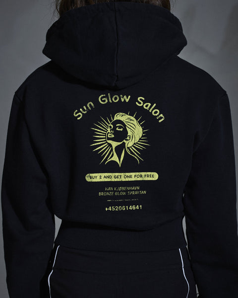 Sun Glow Hooded Cardigan - Black