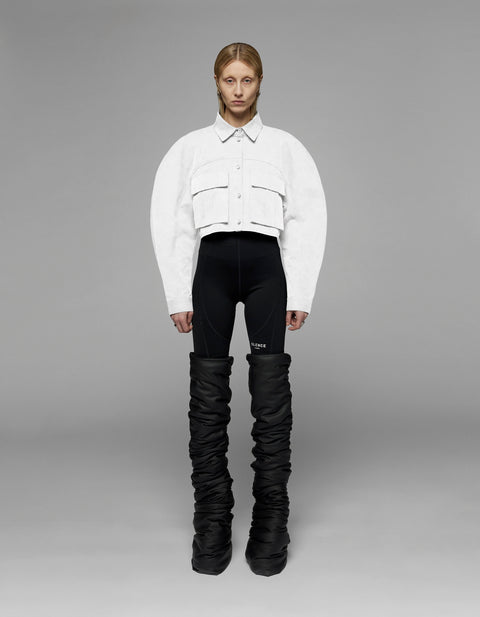 Cotton Cropped Cargo Pockets Shirt