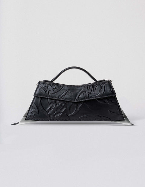 Embossed Leather Metal Shoulder Bag
