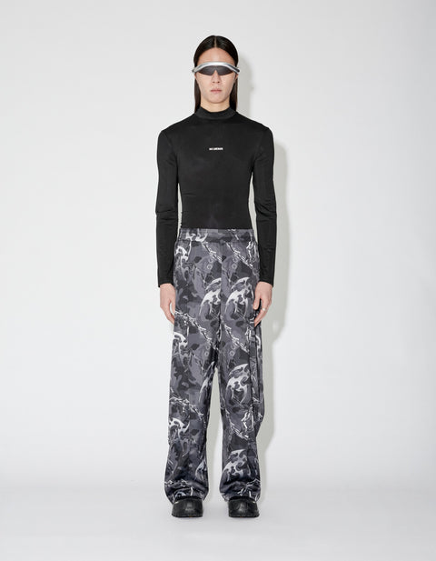 Camo Printed Polyester Loose Trousers